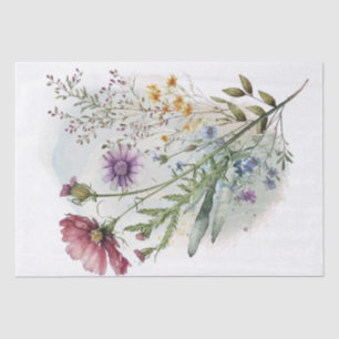 Wildflowers Watercolor Decoupage Tissue Paper