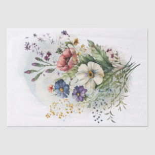 Wildflowers Watercolor Decoupage Tissue Paper