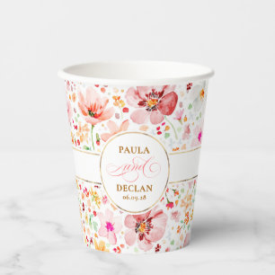 Wildflowers Watercolor Floral Elegant Boho Wedding Paper Cups