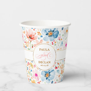 Wildflowers Watercolor Floral Elegant Boho Wedding Paper Cups