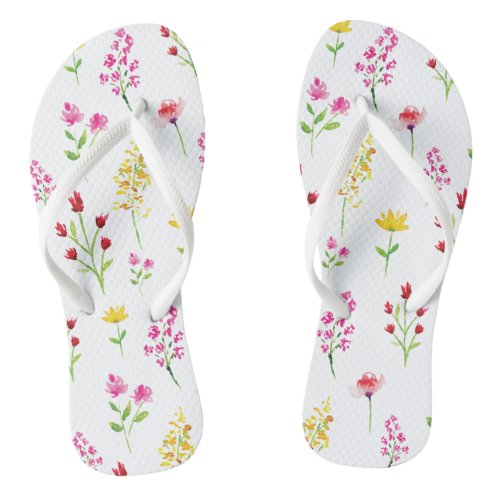 Wildflowers Watercolor Floral Elegant Flip Flops