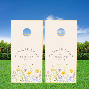 Wildflowers, watercolor, floral family cornhole set