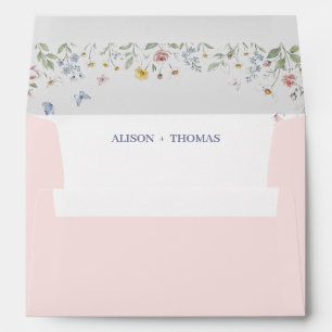 Wildflowers Watercolor Floral Soft Pink Flowers Envelope