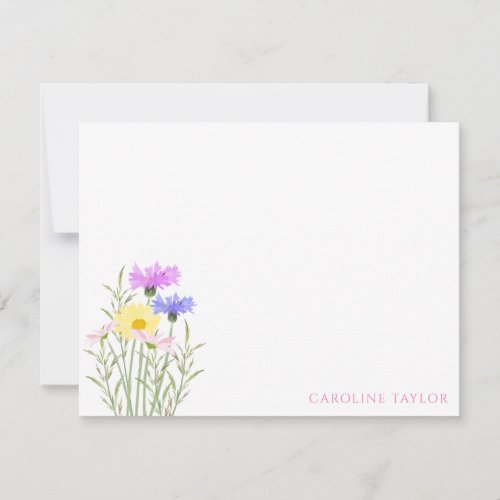 Wildflowers Watercolor Floral Spring Stationery Note Card
