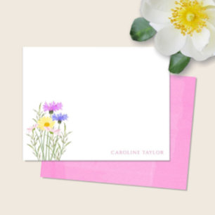 Wildflowers Watercolor Floral Spring Stationery Note Card