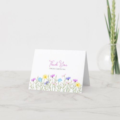 Wildflowers Watercolor Floral Spring Stationery Thank You Card