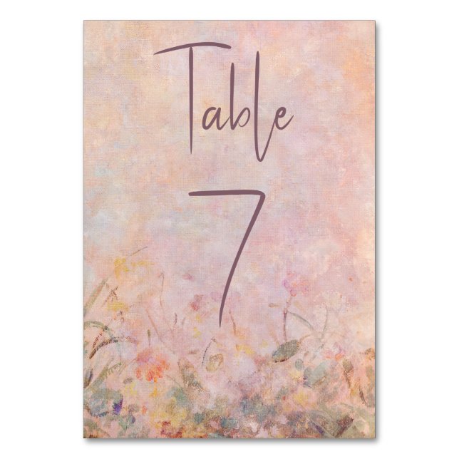 Wildflowers Watercolor Floral Wedding Reception  Table Number (Front)