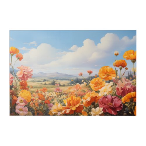 Wildflowers Watercolor Flower Field Wall Art