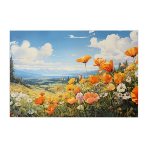 Wildflowers Watercolor Flower Field Wall Art