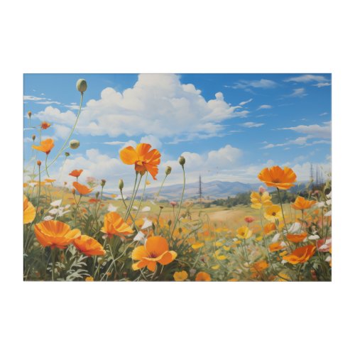 Wildflowers Watercolor Flower Field Wall Art