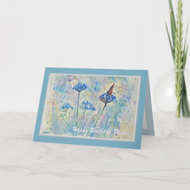 Wildflowers Watercolor Happy Birthday Card (Front)