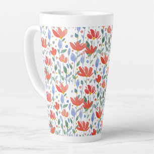 Wildflowers Watercolor In Sweet Red And Blue Latte Mug