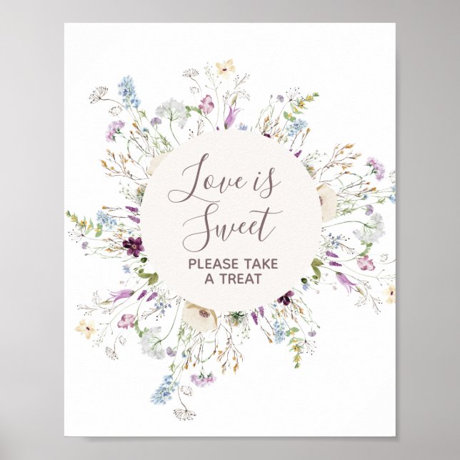 Wildflowers Watercolor Love is Sweet Sign (Front)