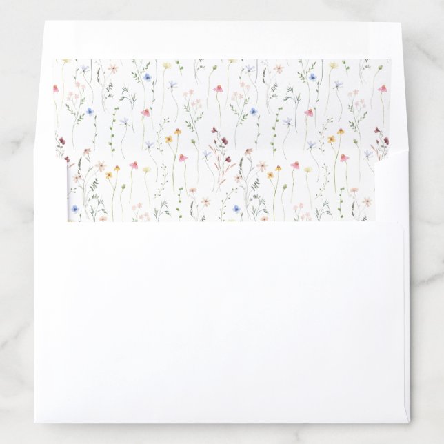 Wildflowers, watercolor meadow  envelope liner (In Envelope)