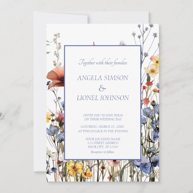 Wildflowers Watercolor Meadow Flowers Invitation (Front)