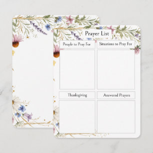 Wildflowers, Watercolor Personalized Prayer List Enclosure Card