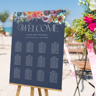 Wildflowers Watercolor Photo Wedding Seating Chart Foam Board