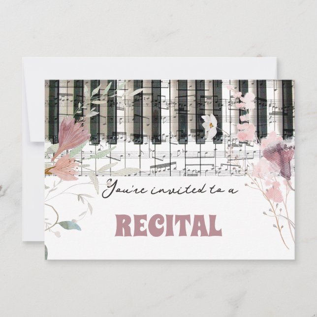  wildflowers watercolor recital invitation (Front)