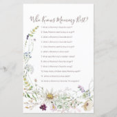 Wildflowers Watercolor Who Knows Mommy game (Front)