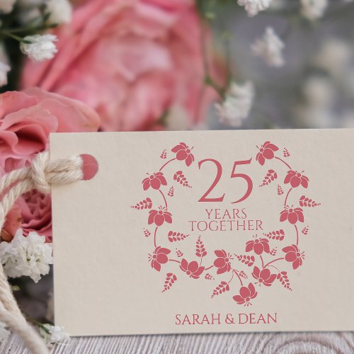 Wildflowers Wedding 25th Anniversary Monogram Rubber Stamp