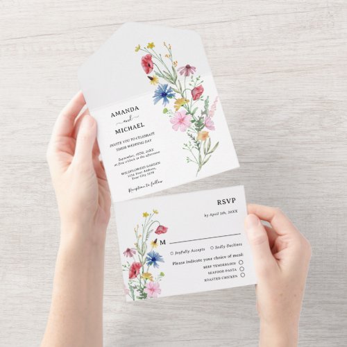 Wildflowers Wedding All In One Invitation