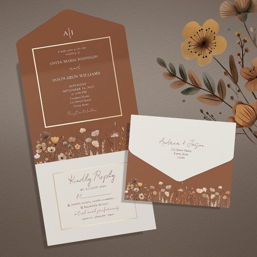 Wildflowers Wedding All In One Invitation