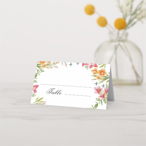 Wildflowers Wedding Boho Floral Place Card