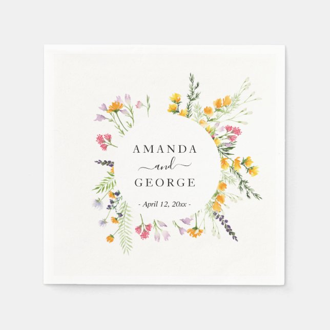 Wildflowers Wedding cocktails Napkins (Front)