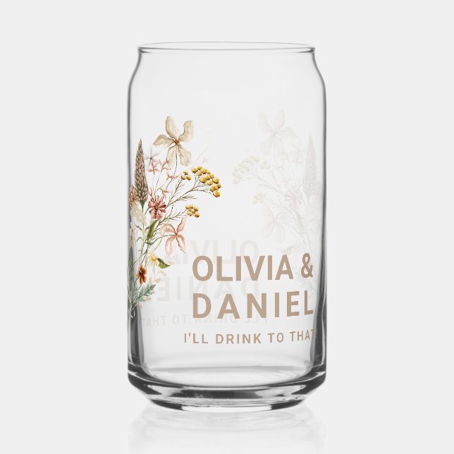 Wildflowers Wedding Cups Can Glass (Front)