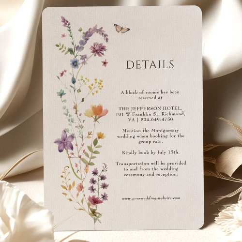 Wildflowers Wedding Details Enclosure Cards