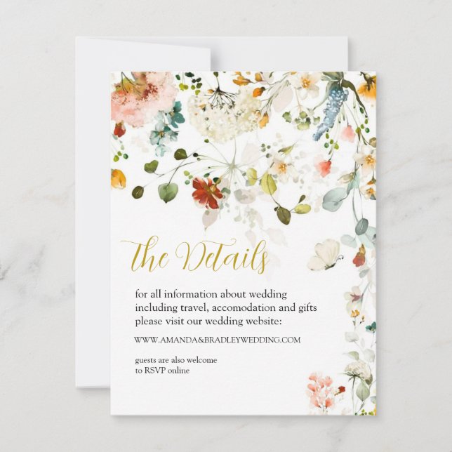 WILDFLOWERS Wedding details enclosure cards (Front)