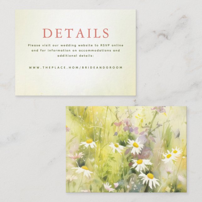 Wildflowers Wedding Details Smal Enclosure Card (Front/Back)