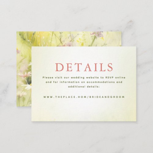 Wildflowers Wedding Details Smal Enclosure Card