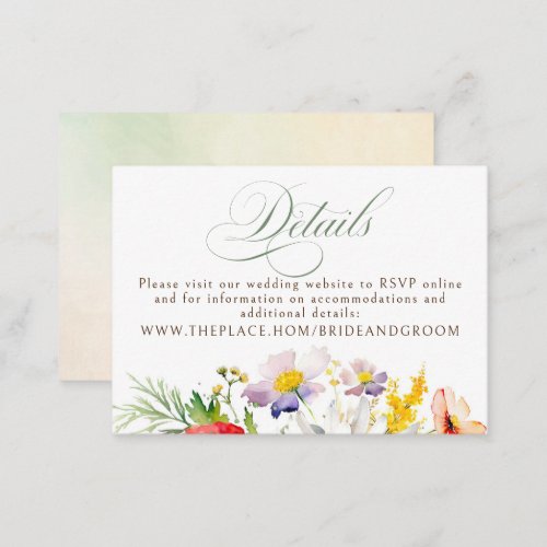Wildflowers Wedding Details Small  Enclosure Card