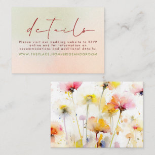 Wildflowers Wedding Details Small Enclosure Card