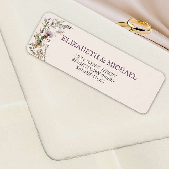 Wildflowers Wedding Elegant Modern Address  Label (Creator Uploaded)
