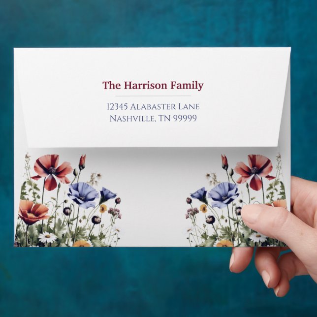 Wildflowers Wedding Envelope (Hand)