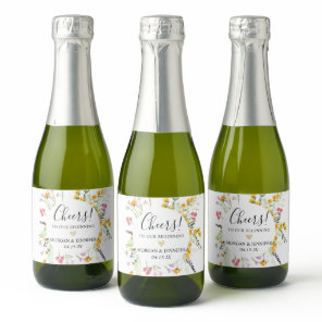 Wildflowers Wedding Favor Cheers Sparkling Wine La Label