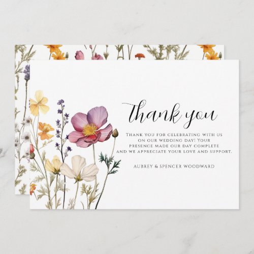 Wildflowers Wedding Flat Thank You Card
