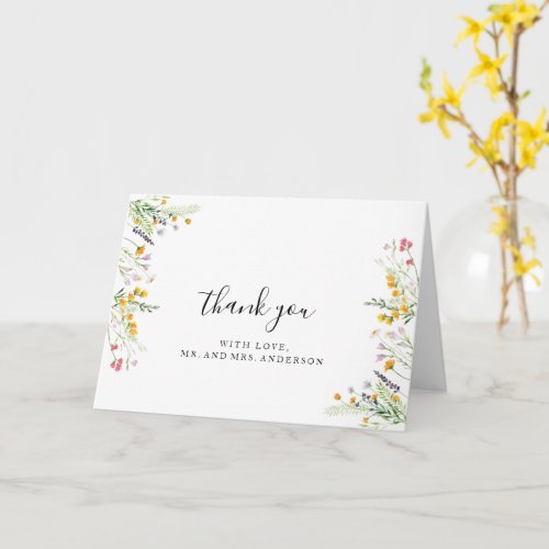 Wildflowers Wedding fold Thank you Card