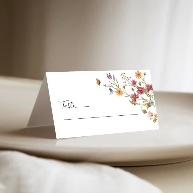 Wildflowers Wedding Folded Place Cards (Creator Uploaded)