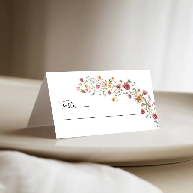 Wildflowers Wedding Folded Place Cards (Creator Uploaded)