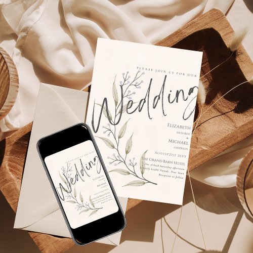 Wildflowers Wedding Invite Floral Print or Digital