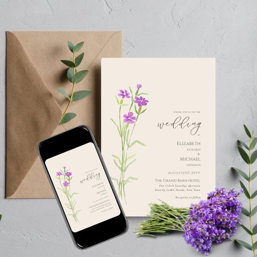 Wildflowers Wedding Invite Floral Print or Digital