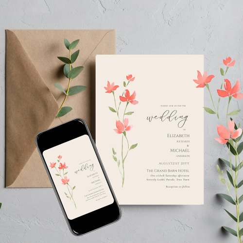 Wildflowers Wedding Invite Floral Print or Digital