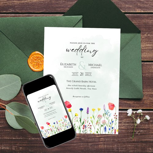 Wildflowers Wedding Invite Floral Print or Digital