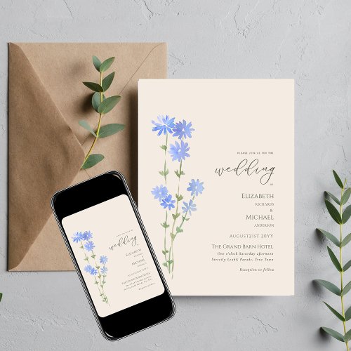 Wildflowers Wedding Invite Floral Print or Digital