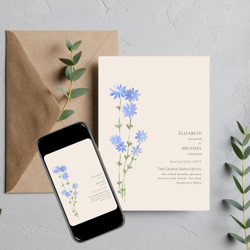 Wildflowers Wedding Invite Floral Print or Digital