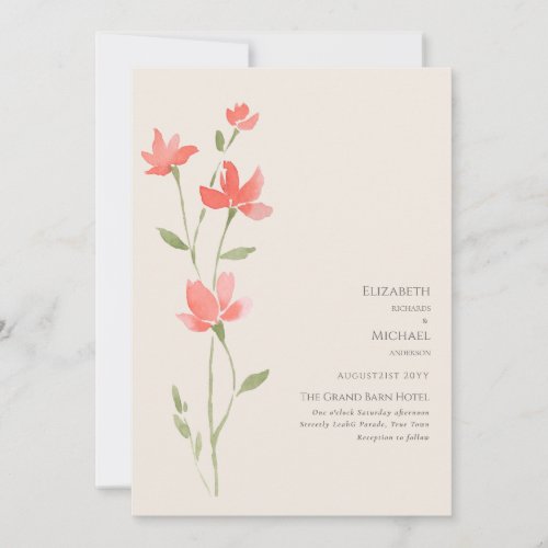 Wildflowers Wedding Invite Floral Print or Digital