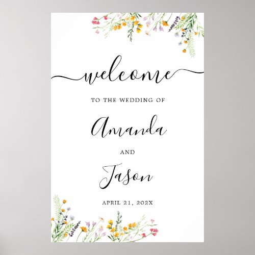 Wildflowers Wedding Large Welcome Sign